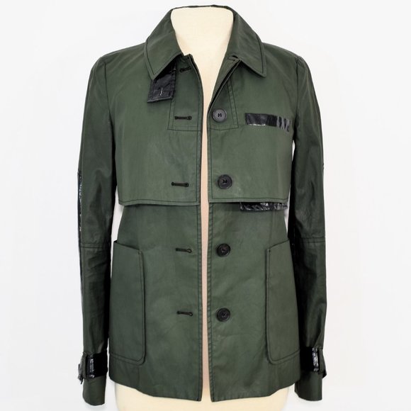 Derek Lam 10 Crosby Utility Jacket Designer Trench Coat Buttons Army Green 0 - Picture 16 of 16